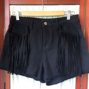 Altar’d States Womens Black Shorts Faux Suede Fringe Cowgirl Western M